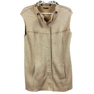 WORTH NEW YORK Women's Tan Knit Sleeveless Vest Duster Cardigan Button Front M